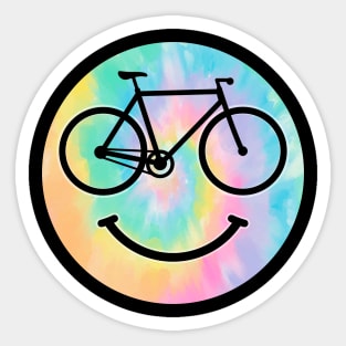 Bicycle Happy Bike Smile Tie-dye Rainbows Watercolors Face Sticker